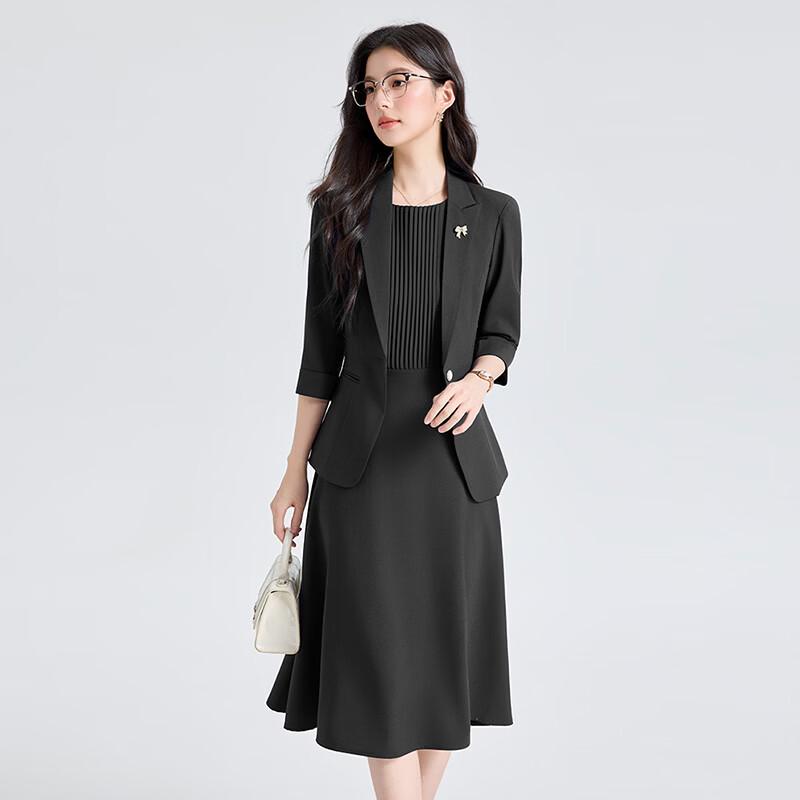 Women's Two-Piece Half-Sleeve Blazer & Dress Set
