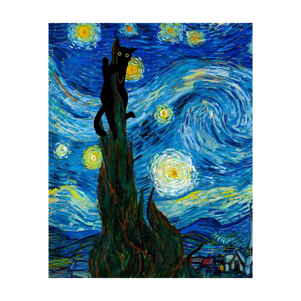 Van Gogh Black Cat Sunflowers Funny Art Matisse Monet Canvas Painting Posters And Prints Wall Pictures For Living Room Decor