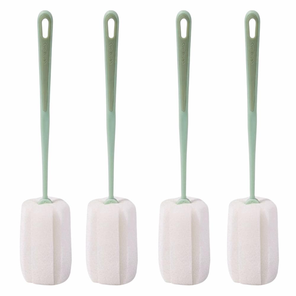 4pcs Comfortable Grip Sponge Cup Brush Long Handle Multipurpose Cleaning Brush Thermos Cleaning
