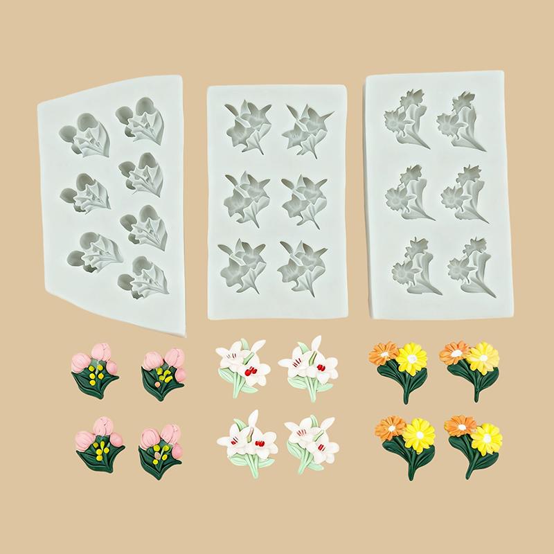 WTEMPO Flower Leaf Silicone Mold for DIY Crafts for Valentine's Day Mother's Day Father's Day Easter Durable Silicone Mold Soft Epoxy Resin Mold Set