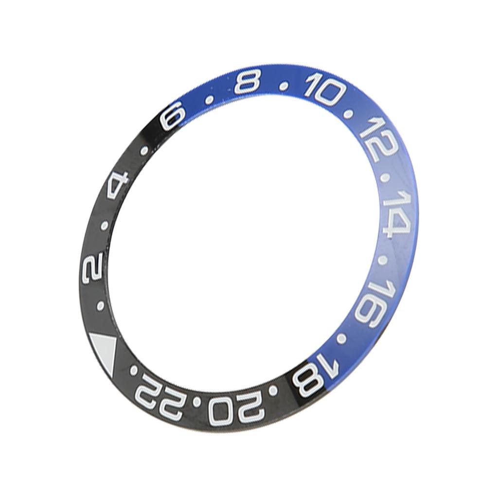 38mm Diameter Black Blue Watch Bezel Insert Base Ring White Character Ceramic GMT Wristwatch Bezel