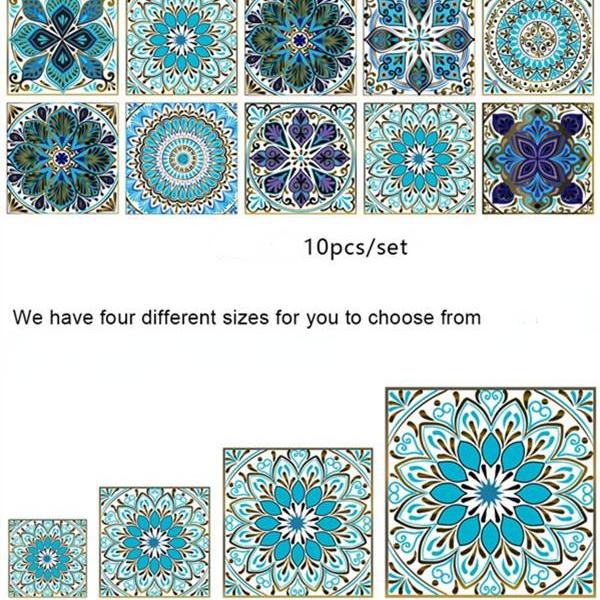 NEW Waterproof 3D Mandala Pattern Tile Stickers Kitchen Bathroom Decoration Self-adhesive Wall Furniture Stickers Floor Wallpapers