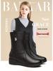 2025 Autumn/Winter Women's Fleece-Lined Wedge Heel Non-Slip Mid-Calf Cotton Martin Boots with Short Height Insole