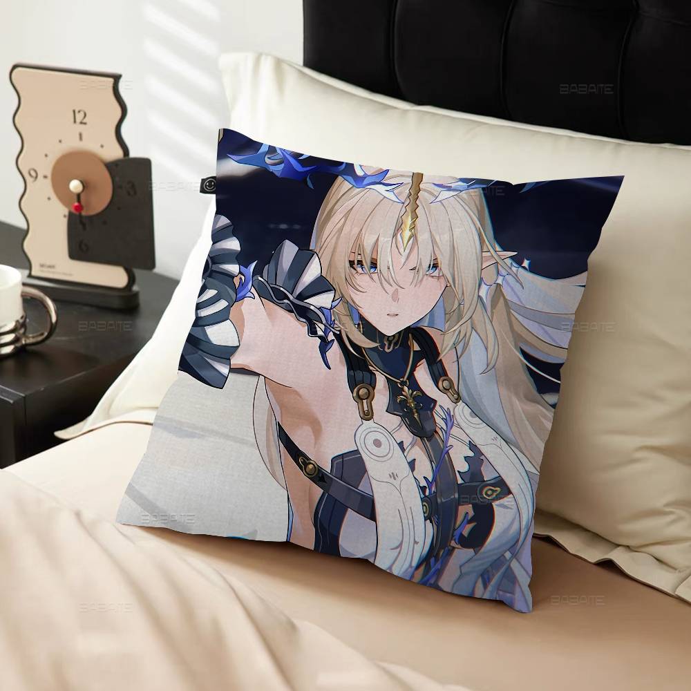 Wuthering Waves Cartethyia Pillow Covers Cartoon Sofa Decorative Home Double-sided Printing Short Plush Cute Cushion Cover