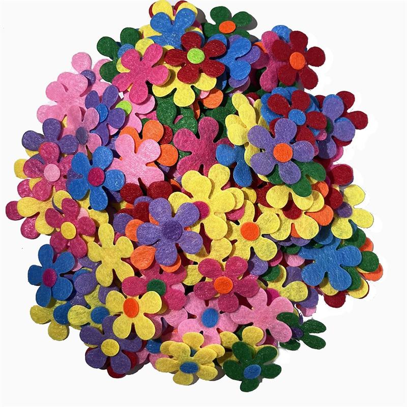 ABWR-300PCS Non Woven Felt Fabric Flower Wall Stickers DIY Party Decor For School Classroom Handmade