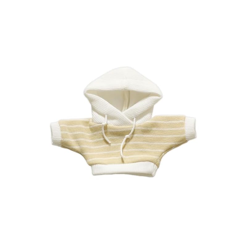 Two-tone Hoodie for 10cm Plush Dolls, Striped Yellow. Plush Doll Clothes, Costume, Accessory, Fan Activity, Otaku Activity, Doll, Mascot, K-pop Doll,