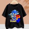 Sonics T-shirt for Children Cartoon A-Z Letter Tee Top Round Collar Clothing Summer Short Sleeve Kids Anime Partern Clothes Gift