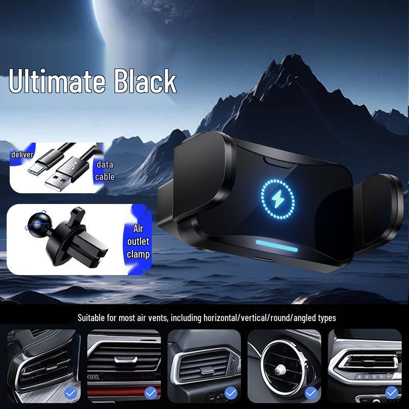 Car Wireless Fast Charger & Shockproof Phone Holder with Automatic Clamping