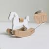 Mini Wooden Horse Toy Model Doll Decorative Accessories Simple Small Wooden Horse Rocking Horse Dollhouse Christmas Decorations