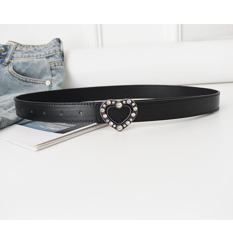

Классический ретро ремень из искусственной кожи с застежкой в форме сердца для женщин, черный и верблюжий чёрный
