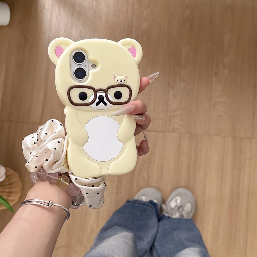 Voor 16 15 14 13 12 11 Pro Max Plus Xs XR 6 7 8 Plus Zacht Rilakkuma Beer Siliconen Zachte Cover Case