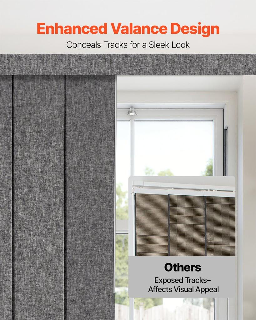 Panel Track Blinds Extendable Track 116 Cm To 218 Cm W Trimmable Dark Gray