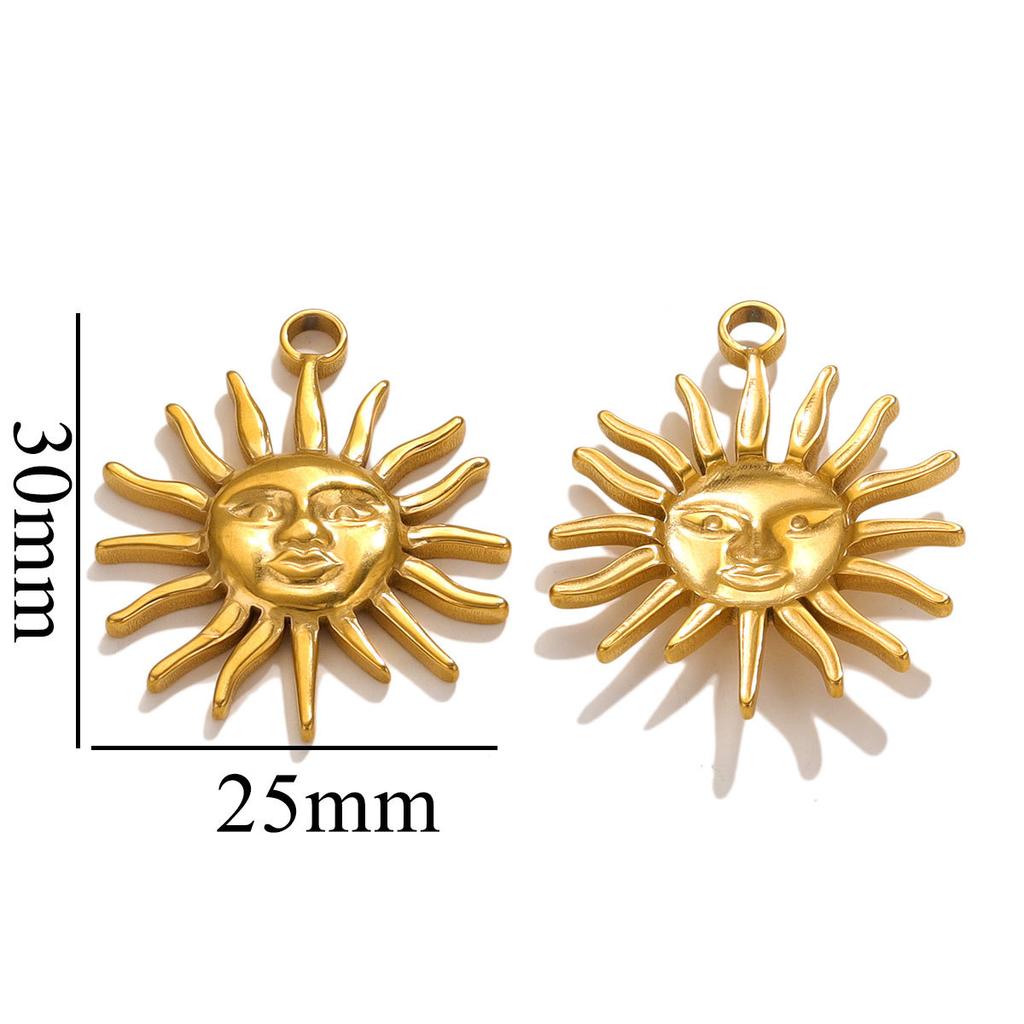 3pcs/Lot Vintage Stainless Steel Smiley Sun Moon Pendant Stainless Steel DIY Pendant Necklace Handmade Accessories