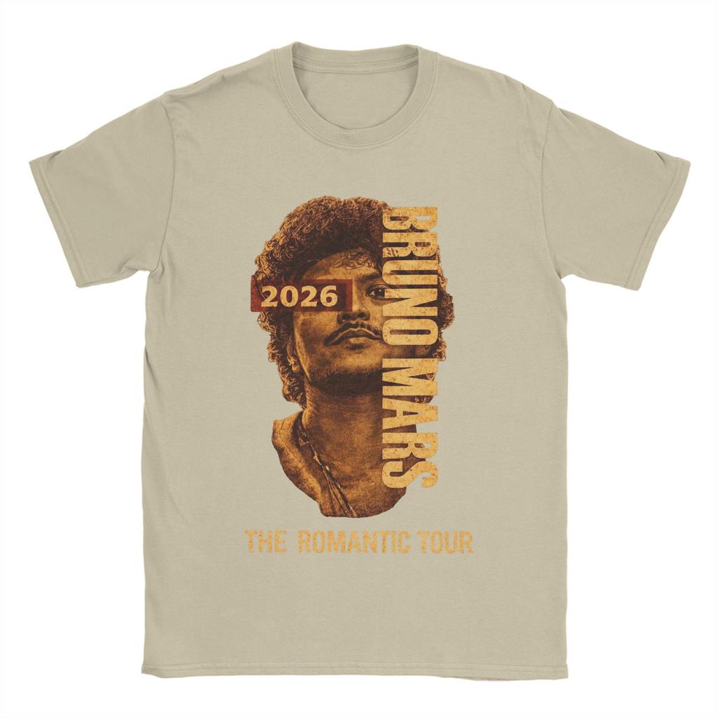 The Romantic Tour Bruno Mars 2026 Unisex T Shirt Novelty Tees Short Sleeve O Neck TShirt 100 Cotton New Arrival Tops