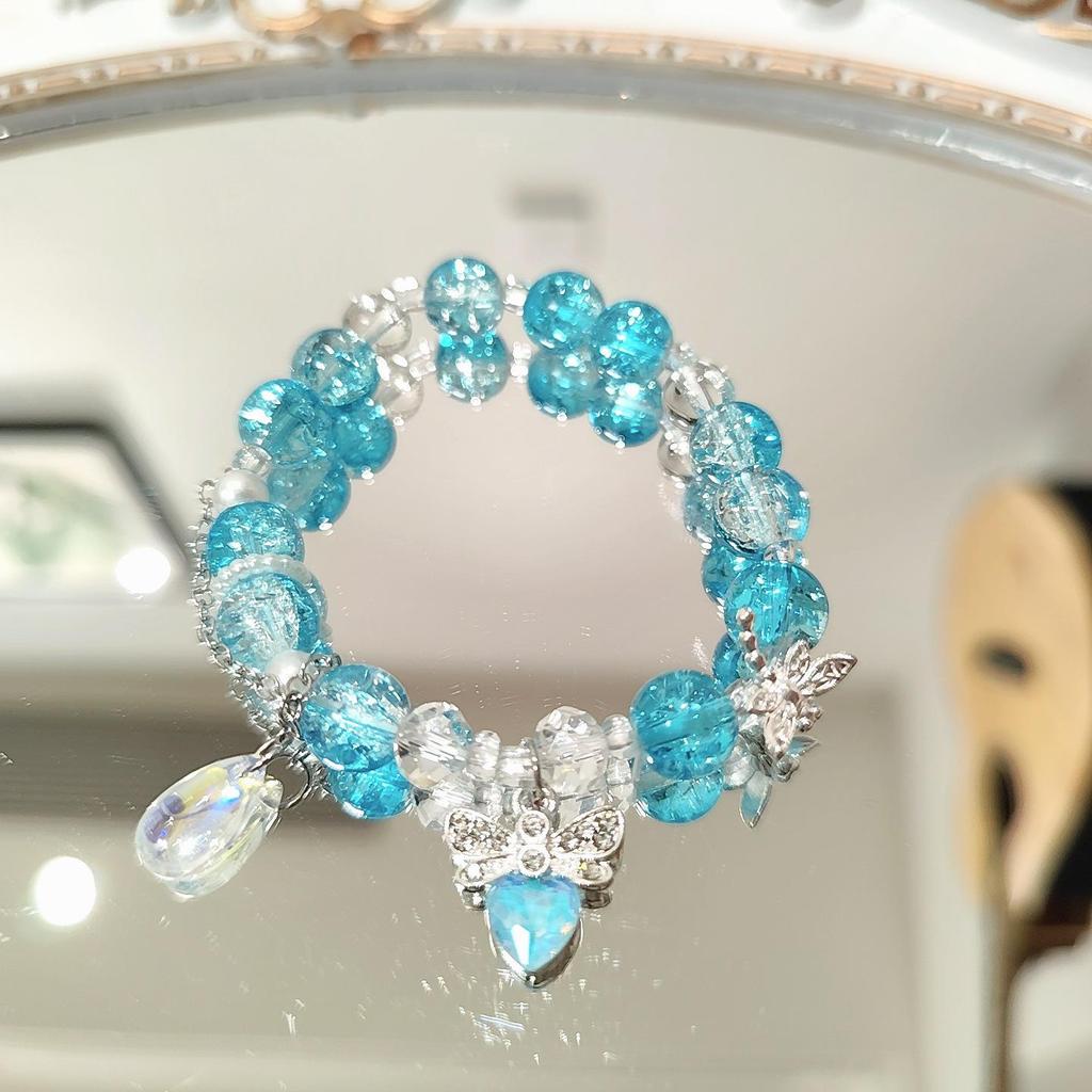 Silver Double Ring Blessing Bracelet: Sleek Ins Style, Niche Design, High-End Women's Accessory