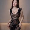 Crotchless Fishnet Bodysuit: Black, Transparent, Tempting Bedroom Wear