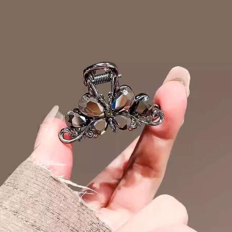 Crystal Flower Hair Claw Clip - Korean Style 2025