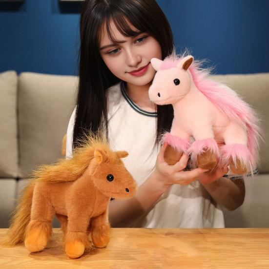 Horse Plush Toy Realistic Horse Stuffed Animal 12" Collectible Horse Soft Soft Animal Doll Pillow for Kids