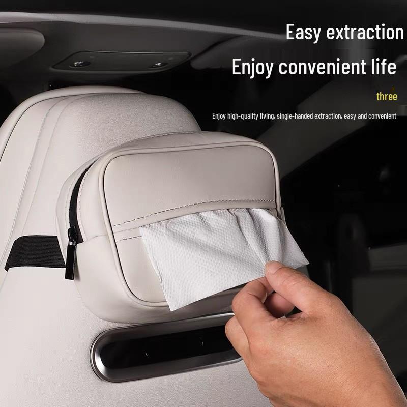 Nappa Leather Car Seat Back Armrest Tissue Holder M9