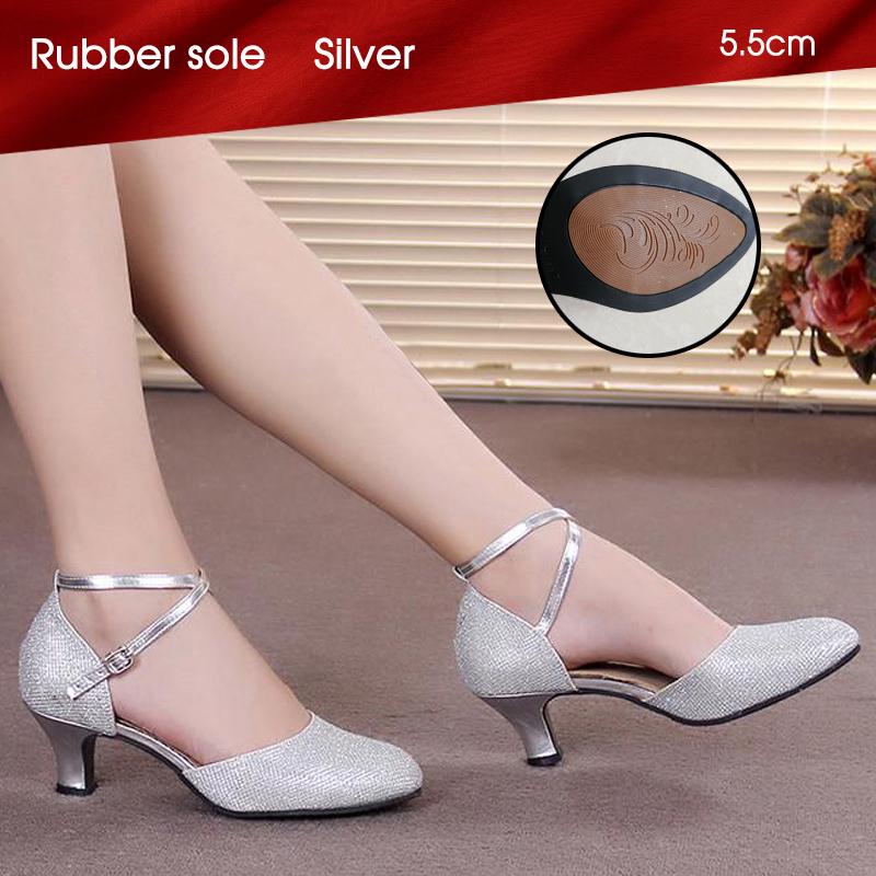 Damskie PU buty do tańca latynoskiego z zamkniętymi palcami miękka podeszwa Salsa nowoczesne buty Tango buty do tańca towarzyskiego 5.5cm obcas