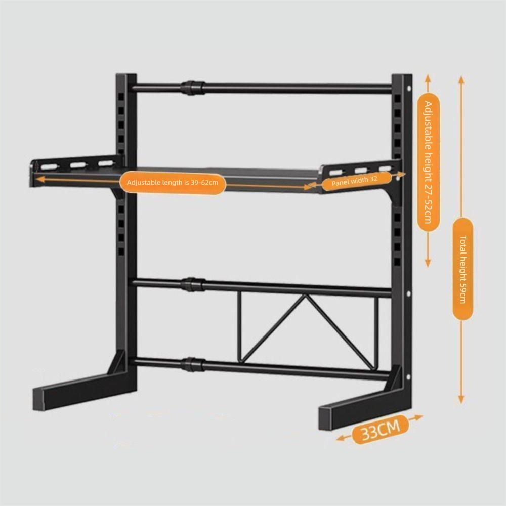 Kohlenstoffstahl Mikrowellenregal Verstellbarer Küchenaufbewahrungshalter Mikrowellen-Ablageregal Desktop