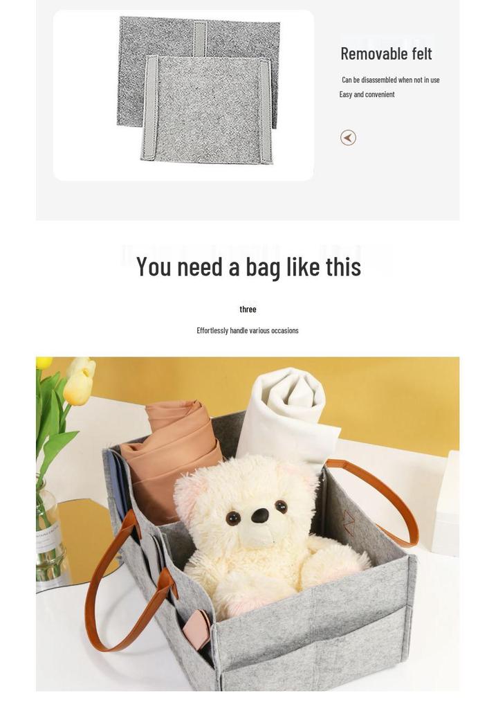 Large Felt Diaper Storage Tote Bag