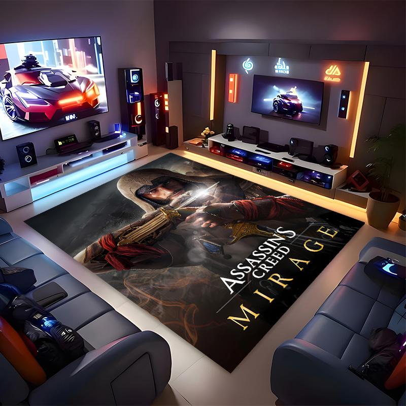 A-Assassin's Creed Bedruckter Saugfähiger Waschbarer Teppich, Rutschfeste Badezimmerteppiche, Küchenteppiche, Yogamatte, Eingangsbereich Wohnzimmer, Camping-Picknickteppiche