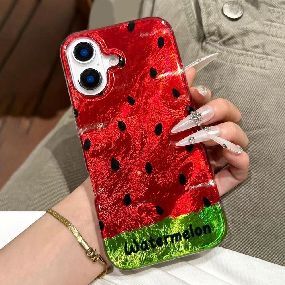 Watermelon Cherry Fruits Glacier Texture Phone Case for iphone 16 15 14 7 8 Plus 13 11 12 Pro Max X XS XR SE 2022 Back TPU Cover