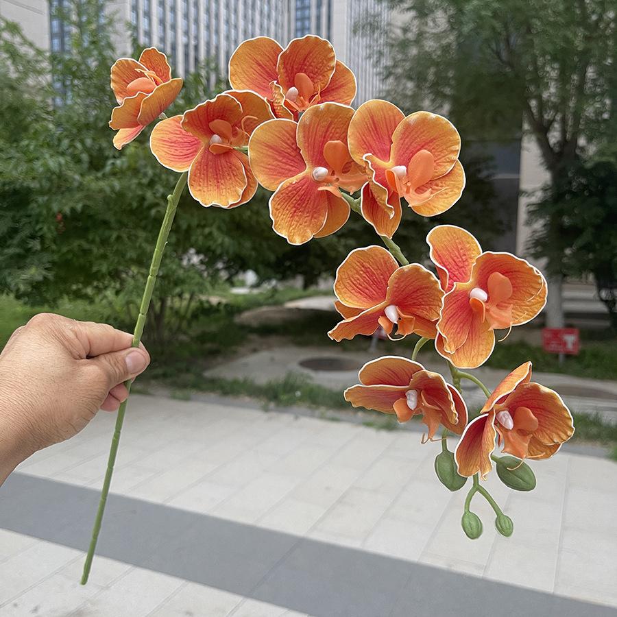 10pcs Phalaenopsis Orchids Artificial Flowers EVA Material 9 Heads Fake Orchid Stems for Wedding Home Decor Outdoor Photography
