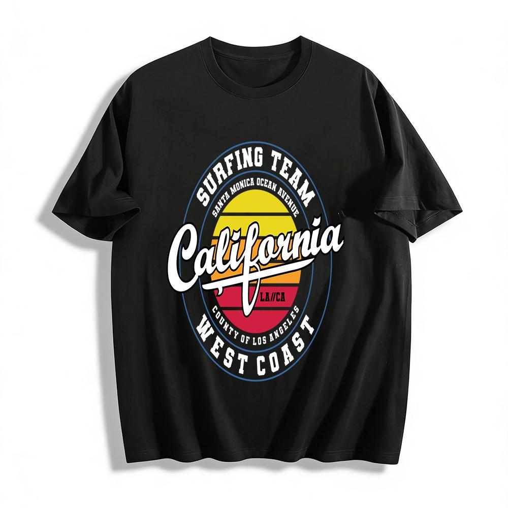 California LA West Coast Retro Print Casual Short Sleeve T-Shirt Pure cotton T-shirt XXS