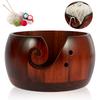 Wooden Yarn Bowl Round Crochet Bowl Holder with Holes Pine Knitting Yarn Bowls Wooden Weaving Thread Bowl with Lid Portable