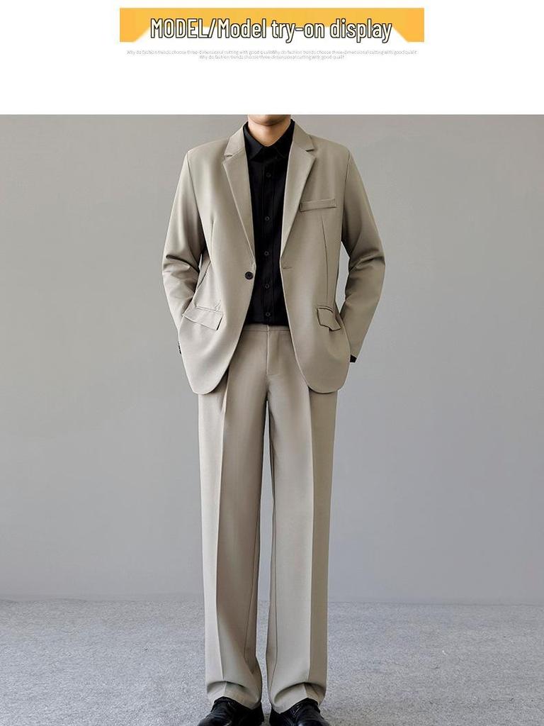 Korean Trendy Black Suit Set for Men: Stylish, Handsome, Slightly Mature Formal Wear