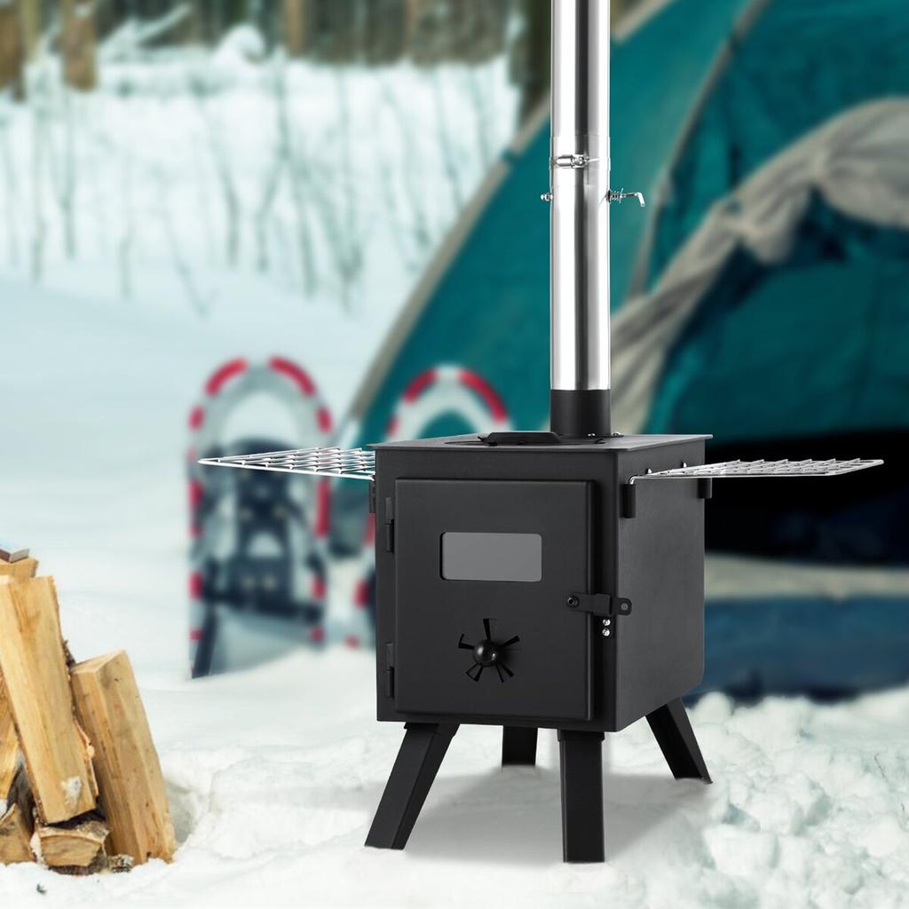 Wood Stove, 86 Inch, Alloy Steel Camping Tent Stove, Portable Wood Burning Stove with Chimney Pipes & Gloves, 1400in³Firebox Hot Tent Stove for