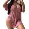 QICED Camicette e camicie da donna con scollo a V, maniche corte, stampa tinta unita casual alla moda