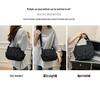 Korean Style Denim One-Shoulder Bag with Drawstring, Large Capacity Crossbody for School and Travel