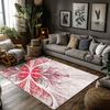 Tuniu Floral Red Abstract Geometric Non-Slip Rug for Living Room Bedroom Kitchen Floor Mat