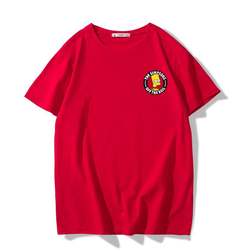 Simpsons Fun Printed Tshirt Unisexs Fashion Trend Top Unisexs and Womens Four Seasons Cotton Round Neck Short Sleeve