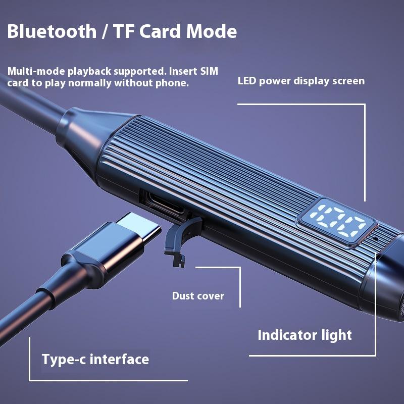 Neck Bluetooth Headset Super Long Battery Life Noise Reduction Suitable for Apple Android Wireless In-ear Sports Headset