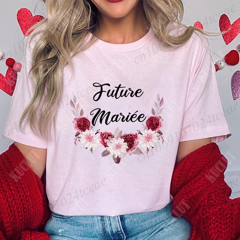 French Bridal Wedding Team Bride Tops Women Bachelorette Party Tshirt Future Bride Bridesmaid T-shirt Single Farewell EVJF Tees