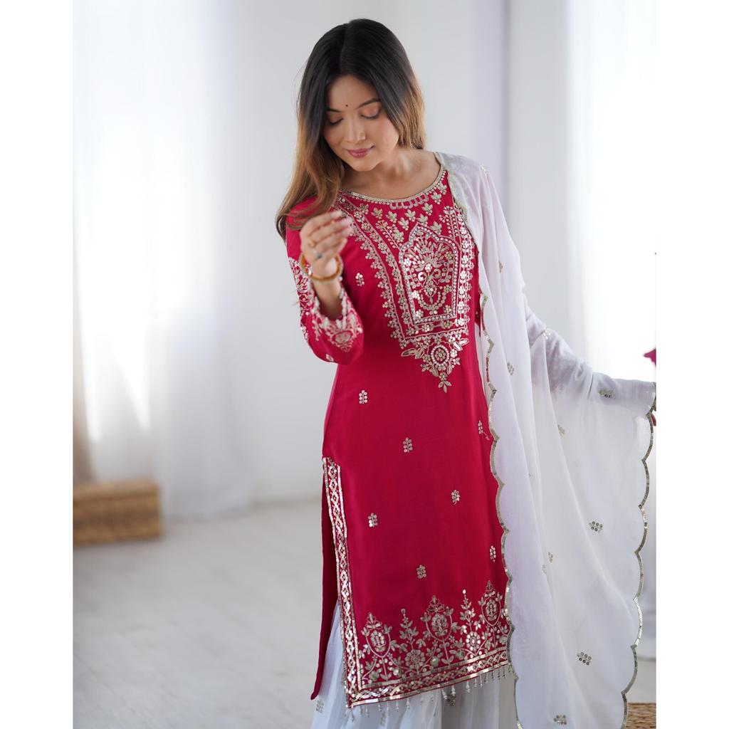 Women Bollywood Ready To Wear Party Wear Sharara Suit Salwar Kameez Set Dress SC-2204