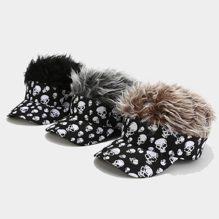 Hairy Baseball Hat Sports Fan Headgear Wigs Prank Cosplay Accessories