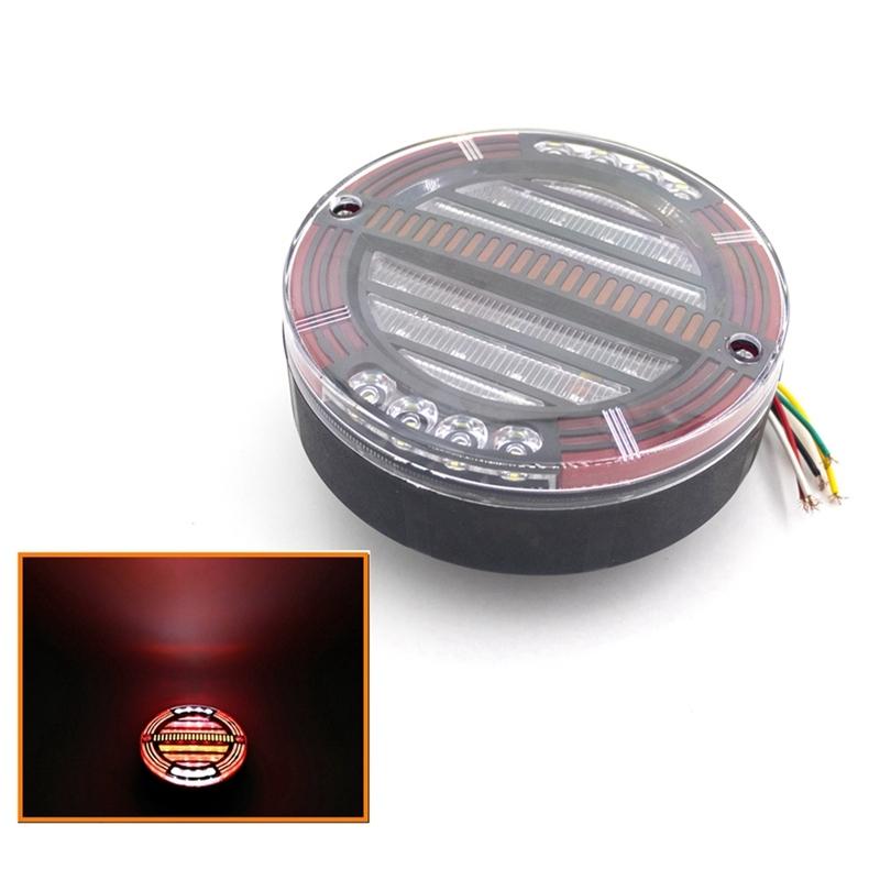 2Pcs Round LED Trailer Tail Light With Brake Light DRL Flow Turn Signal Lamp Car Truck Ships Bus Boat Caravan 12V 24V