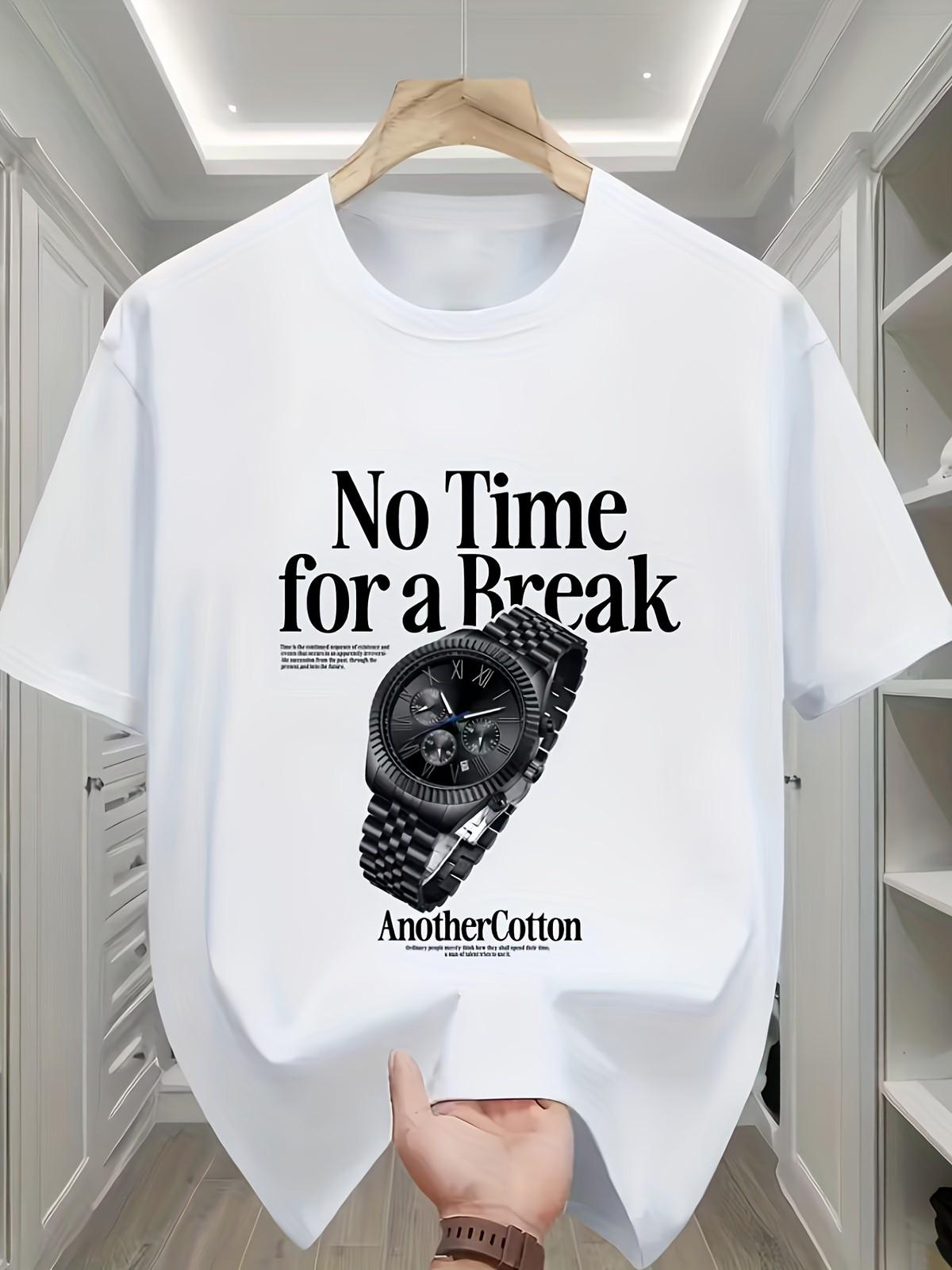 No Time for a Break Watch Graphic T-Shirt Vintage Streetwear Casual Tee S