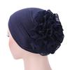 Frau Große Blume Turban Haar Zubehör Elastische Tuch Haar Bands Hut Chemo Beanie Damen Muslimischen Solide Haar Verlust Schal Kappe