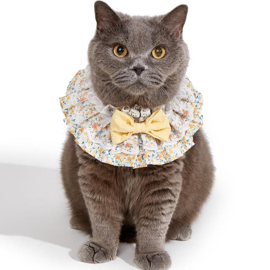 Lace Bow Floral Pet Bib Saliva Towel For Cat Dog Neck Scarf