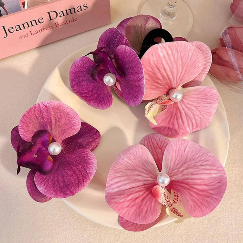 Fashion Elegant Orchid Duckbill Clip Seaside Vacation Bangs Clip Vintage Rustic Hair Accessories