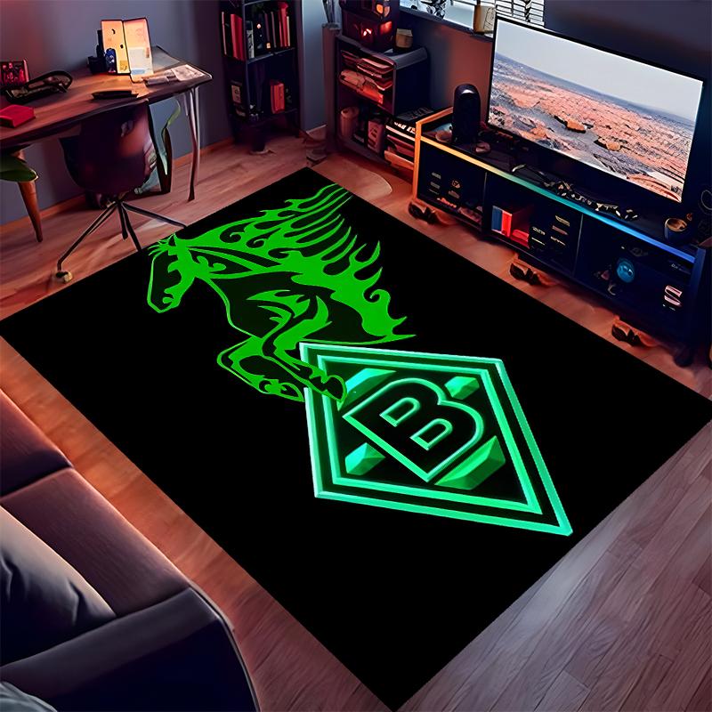 1pc Borussia Monchengladbach Logo Print Area Rug - Soft,Washable Non-Slip Indoor Mat for Office Chairs,Living Room,Home Office Decorative Rug