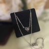 Used 4C Crystal Heart Necklace Silver LOVE Necklace