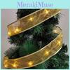Eye-catching 2 Meter Gold And Silver Christmas Tree Ribbon With Ambient Lighting