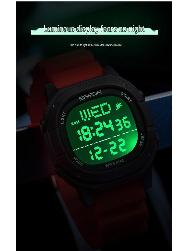 Sanda 9078: Luminous Waterproof Sports Watch for Teens and Adults with Alarm Feature